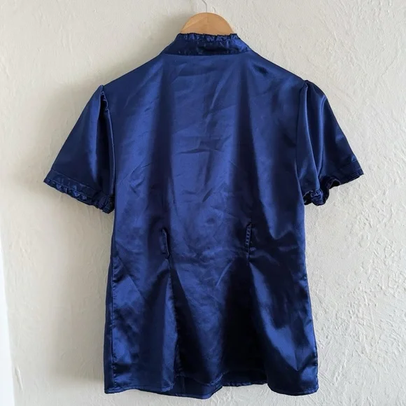 Y2K Blue Satin Blouse Size L - Picture 5 of 5